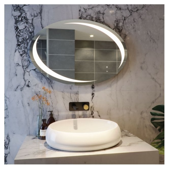 RAK Ceramics RAK Hades Oval Illuminated LED Mirror with Switch and Demister Pad 600mm x 900mm