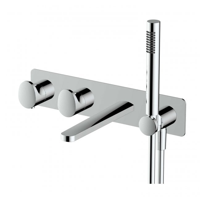 RAK Ceramics RAK Horizontal Two Outlet Thermostatic Concealed Shower Valve With Handset and Bath Spout