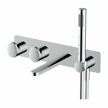 RAK Horizontal Two Outlet Thermostatic Concealed Shower Valve With Handset and Bath Spout