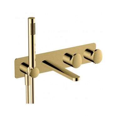 RAK Horizontal Two Outlet Thermostatic Concealed Shower Valve With Handset and Bath Spout