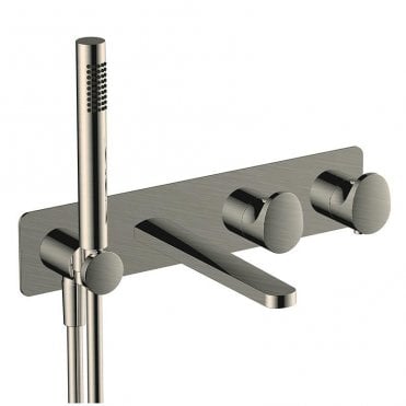 RAK Horizontal Two Outlet Thermostatic Concealed Shower Valve With Handset and Bath Spout