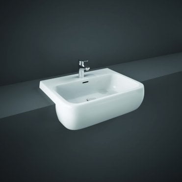 RAK Metropolitan 520mm Semi Recessed Basin 1 Tap HoleAlpine White
