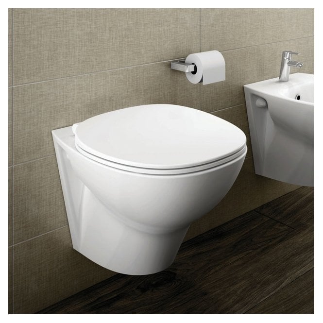 RAK Ceramics RAK Morning Rimless Wall Hung Toilet and Soft Close Seat White