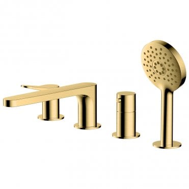 Rak Petit Round 4 Hole Deck Mounted Bath Shower Mixer Tap