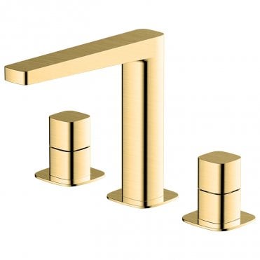 RAK Petit Square 3 Hole Deck Mounted Basin Mixer Tap
