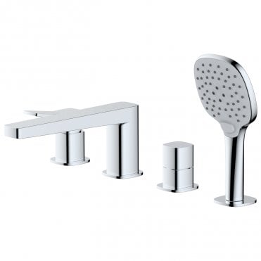 RAK Petit Square 4 Hole Deck Mounted Bath Shower Mixer Tap