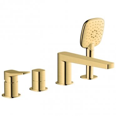RAK Petit Square 4 Hole Deck Mounted Bath Shower Mixer Tap