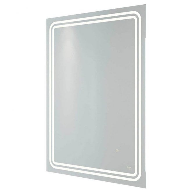 RAK Ceramics RAK Pluto Portrait Illuminated LED Mirror with Switch and Demister Pad 800mm x 600mm