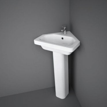 RAK Resort 450mm Corner Basin and Full Pedestal 1 Tap HoleWhite