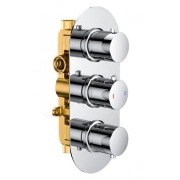 RAK Round 2 Outlet 3 Handle Thermostatic Concealed Shower Valve