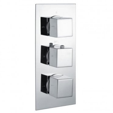 RAK Square 2 Outlet 3 Handle Thermostatic Concealed Shower Valve