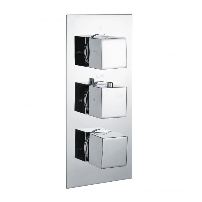 RAK Ceramics RAK Square 3 Outlet 3 Handle Thermostatic Concealed Shower Valve Chrome