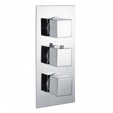 RAK Square 3 Outlet 3 Handle Thermostatic Concealed Shower Valve Chrome