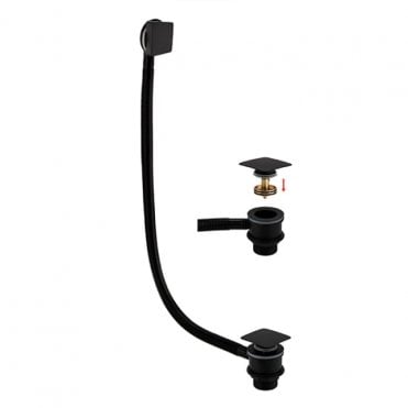 RAK Square Bath Clicker Waste and Overflow Black