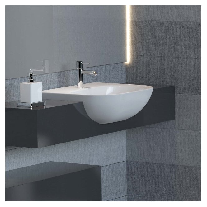 RAK Ceramics RAK Tonique 520mm Semi Recessed Basin 1 Tap HoleWhite