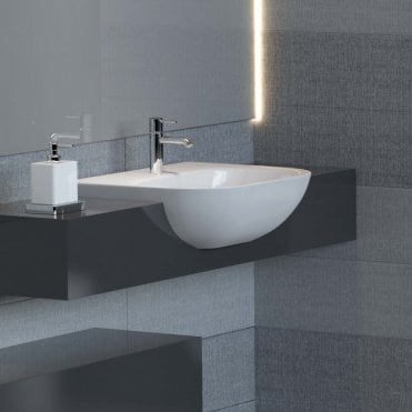 RAK Tonique 520mm Semi Recessed Basin 1 Tap HoleWhite