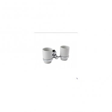 RAK Washington Art Deco Double Tumbler Chrome/White