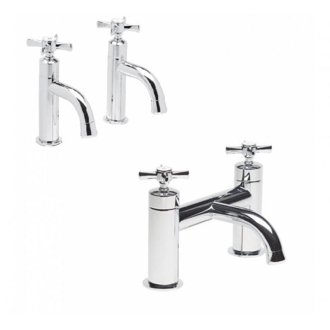 Tavistock  Cheltenham Bath Filler Tap & Pair Of Basin Taps Set -  TCM32 + TCM70