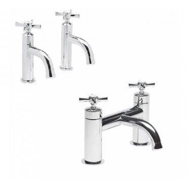 Tavistock Cheltenham Bath Filler Tap & Pair Of Basin Taps Set -  TCM32 + TCM70