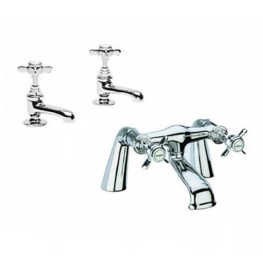 Tavistock Varsity Bath Filler Tap & Pair Of Basin Taps Set - TVA32 + TVA70