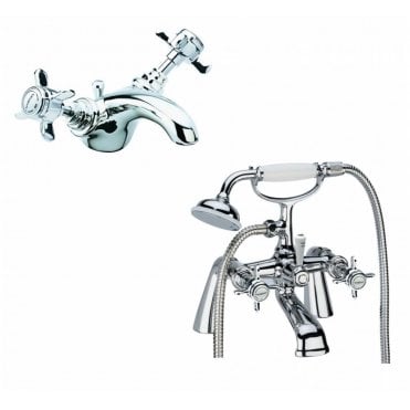 Tavistock Varsity Bath Shower Mixer Tap & Basin Mixer Tap Set - TVA42 + TVA10