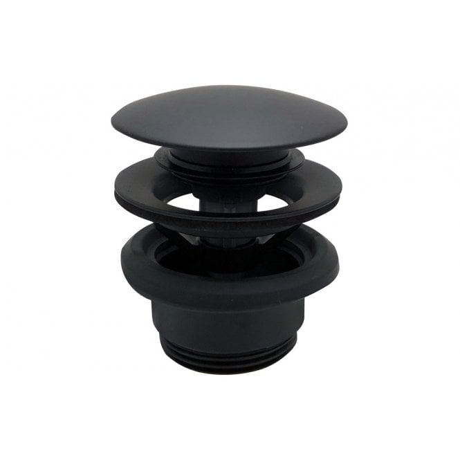 Vema  Basin Push Button Waste (Unslotted) - Matt Black