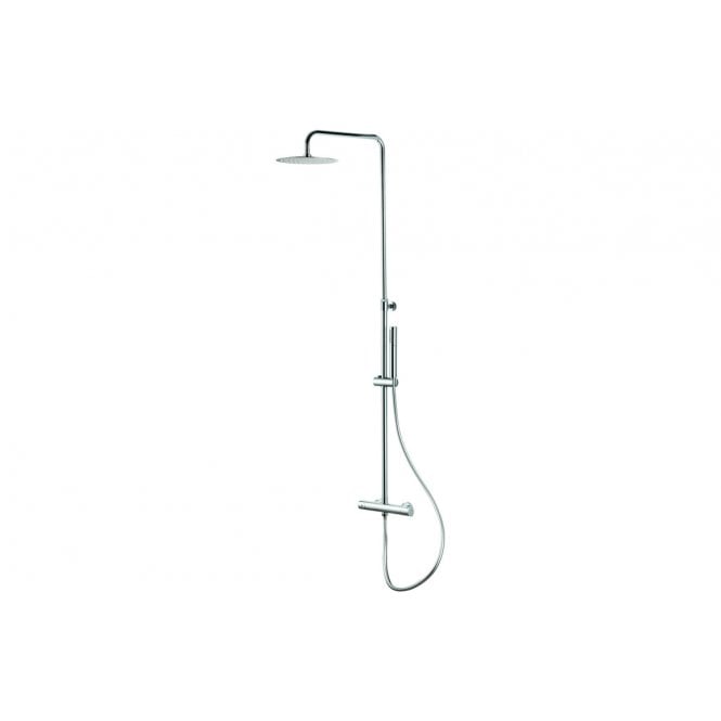 Vema  Thermostatic Round Bar Valve w/Fixed Head & Riser  - Chrome
