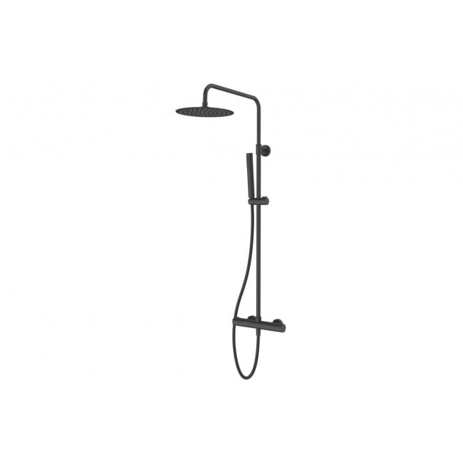 Vema  Thermostatic Shower Column w/Fixed Head & Riser - Matt Black