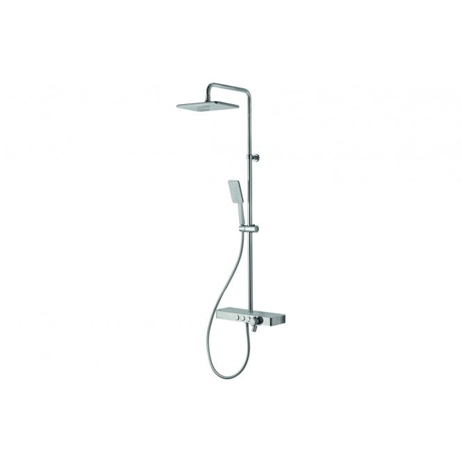 Vema  Thermostatic Shower Column w/Fixed Head  Riser  Shelf & Foot Wash - White/Chrome
