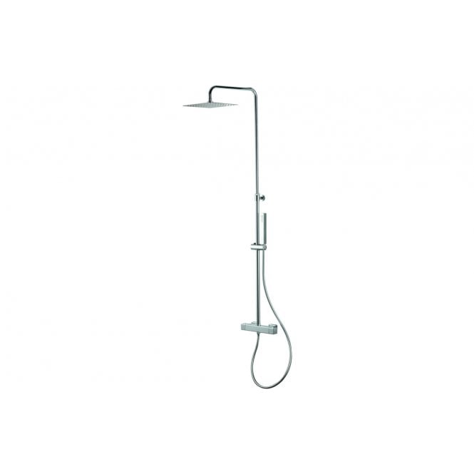 Vema  Thermostatic Square Bar Valve w/Fixed Head & Riser  - Chrome
