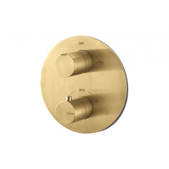 Vema  Tiber Two Outlet Thermostatic Mixer - Brushed Brass