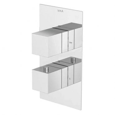 VitrA Aquaheat Square Thermostatic 1-Way Shower Mixer - Chrome