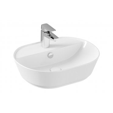 VitrA Geo 545x430mm Basin, 1 Tap Hole, White (select with or without overflow)
