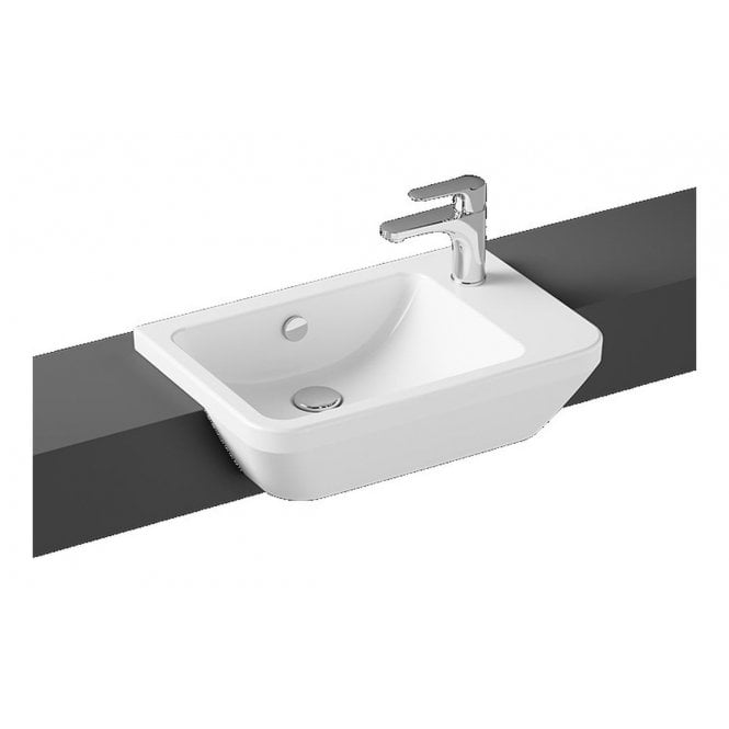 Vitra  Integra 550x370mm 1 Tap Hole, Semi Recessed Basin (RH), White
