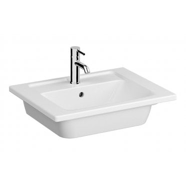 VitrA Integra 605x470mm 1 Tap Hole, Vanity Basin with Overflow, White