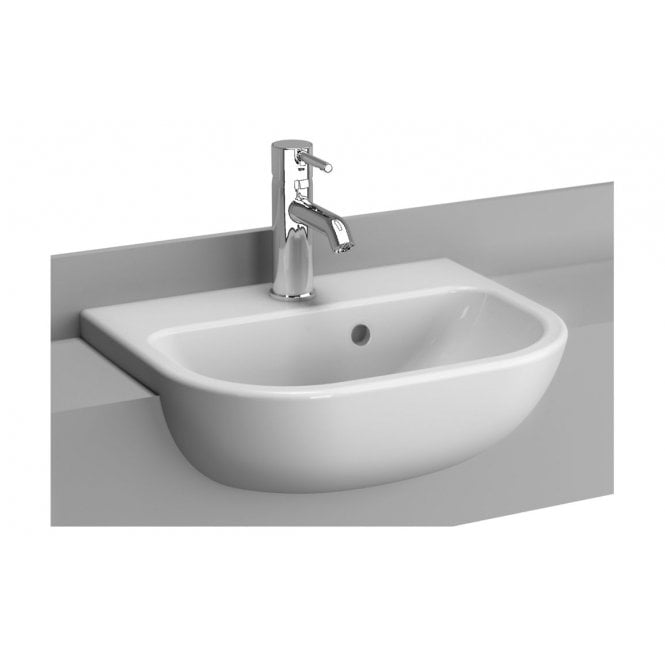 Vitra  S20 450x350mm 1 Tap Hole, Semi Recessed Basin, White