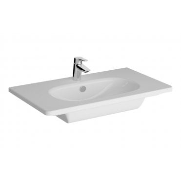 VitrA Zentrum 805x470mm 1 Tap Hole, Vanity Basin with Overflow, White